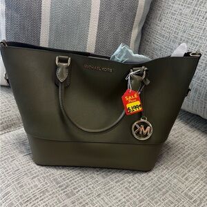 Michael Kors Dark Green Tote Bag